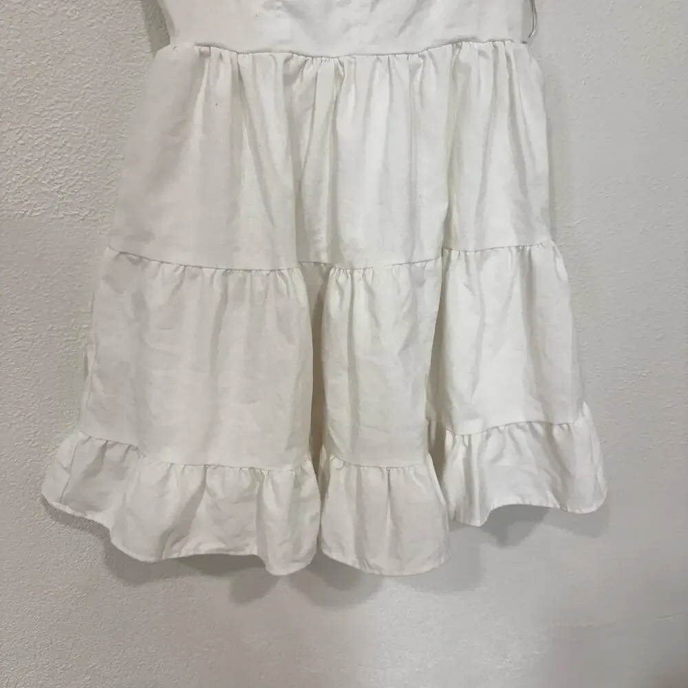 Lulus Tier-ly Delightful White Tie-Strap Tiered Bustier Mini Dress Size Small - Picture 9 of 12